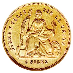 Peruvian 5 Soles Gold Coin