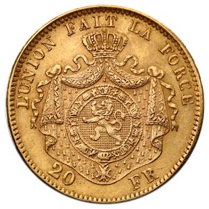 Belgian 20 Francs Leopold II Gold